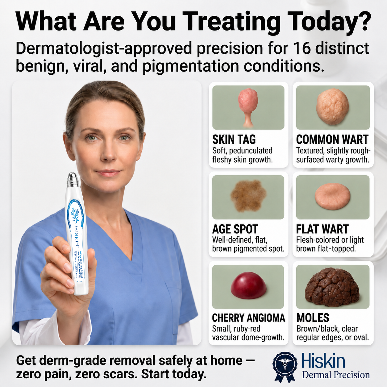 𝗛𝗜𝗦𝗞𝗜𝗡®👩‍⚕️ 𝟕-𝐃𝒂𝘆 𝐒𝗸𝐢𝐧 𝐓𝒂𝗴 & 𝐒𝐩𝙤𝐭 𝐄𝐫𝒂𝐬𝙚𝐫 Painless & Scar-Free Advanced Imperfection Removal Rollerball Pen