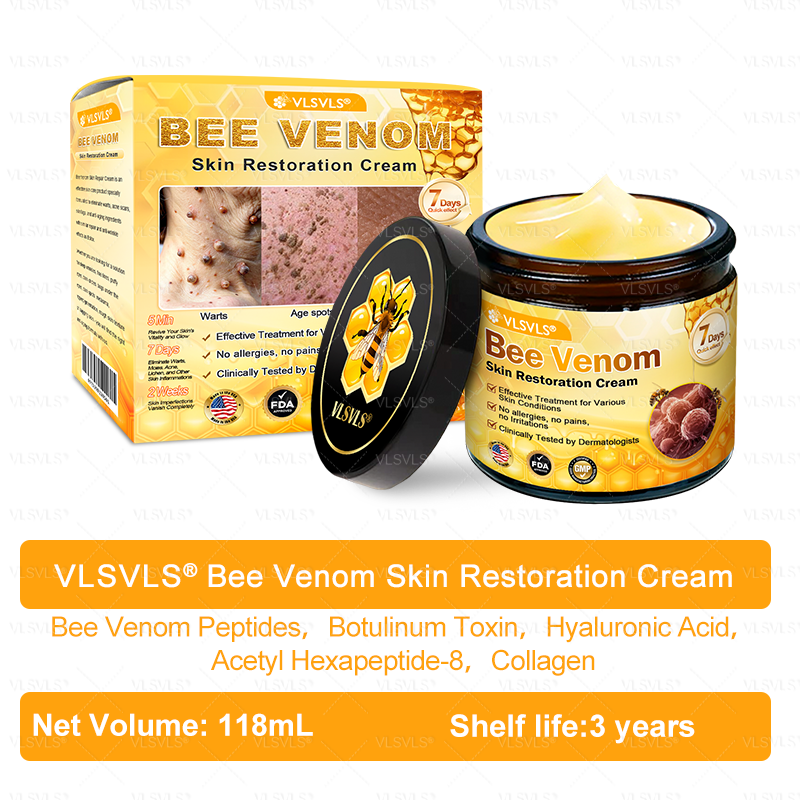 Made and Shipped from USA ✨ VLSVLS® Bee Venom Skin Restoration Cream 🌸 Anti-aging,Hydrating, Skin Repair, Even Tone, Acne and Dark Spot Treatment, Wart and Mole Removal, Psoriasis Relief 🔥 LAST DAY 80% OFF 💎