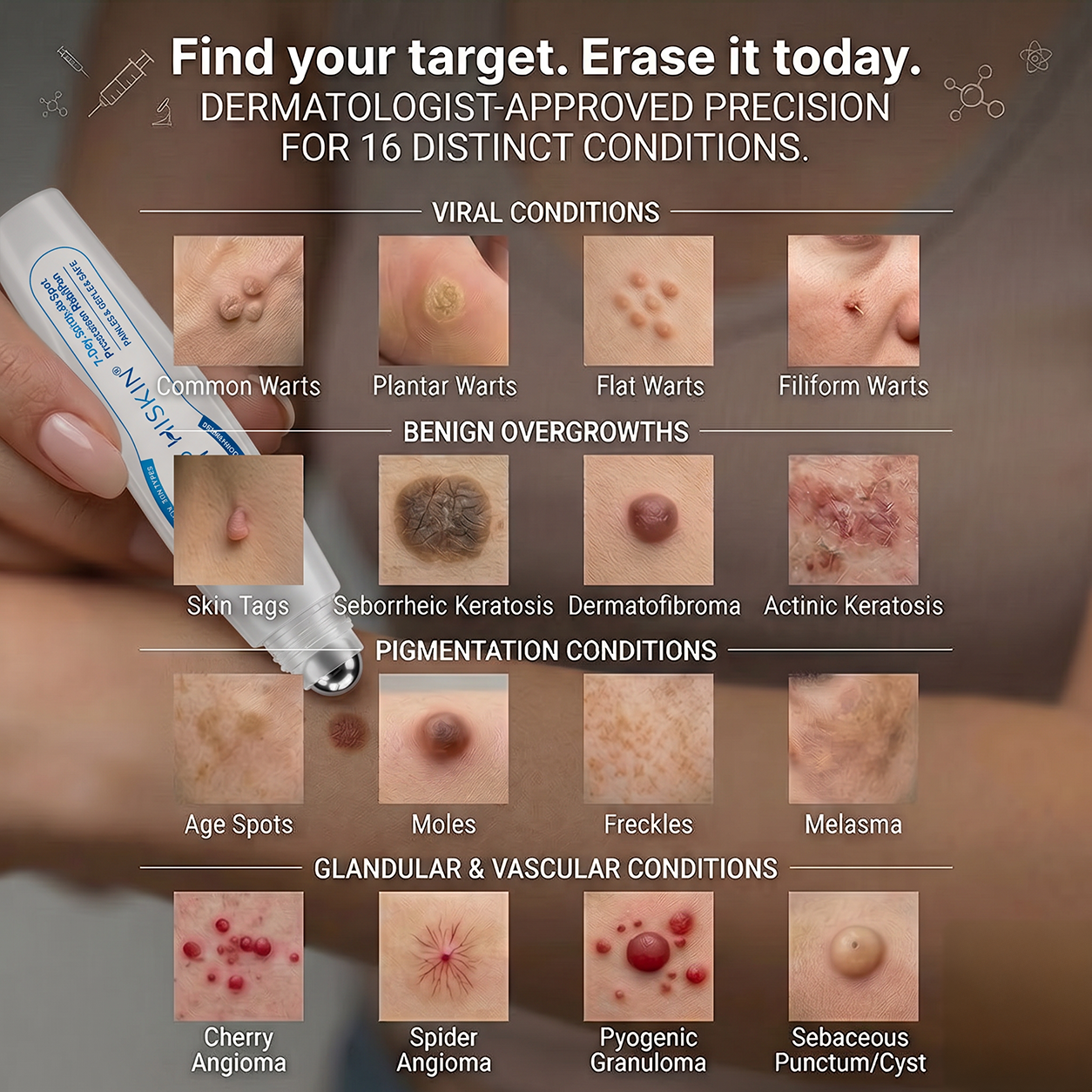 𝗛𝗜𝗦𝗞𝗜𝗡®👩‍⚕️ 𝟕-𝐃𝒂𝘆 𝐒𝗸𝐢𝐧 𝐓𝒂𝗴 & 𝐒𝐩𝙤𝐭 𝐄𝐫𝒂𝐬𝙚𝐫 Painless & Scar-Free Advanced Imperfection Removal Rollerball Pen